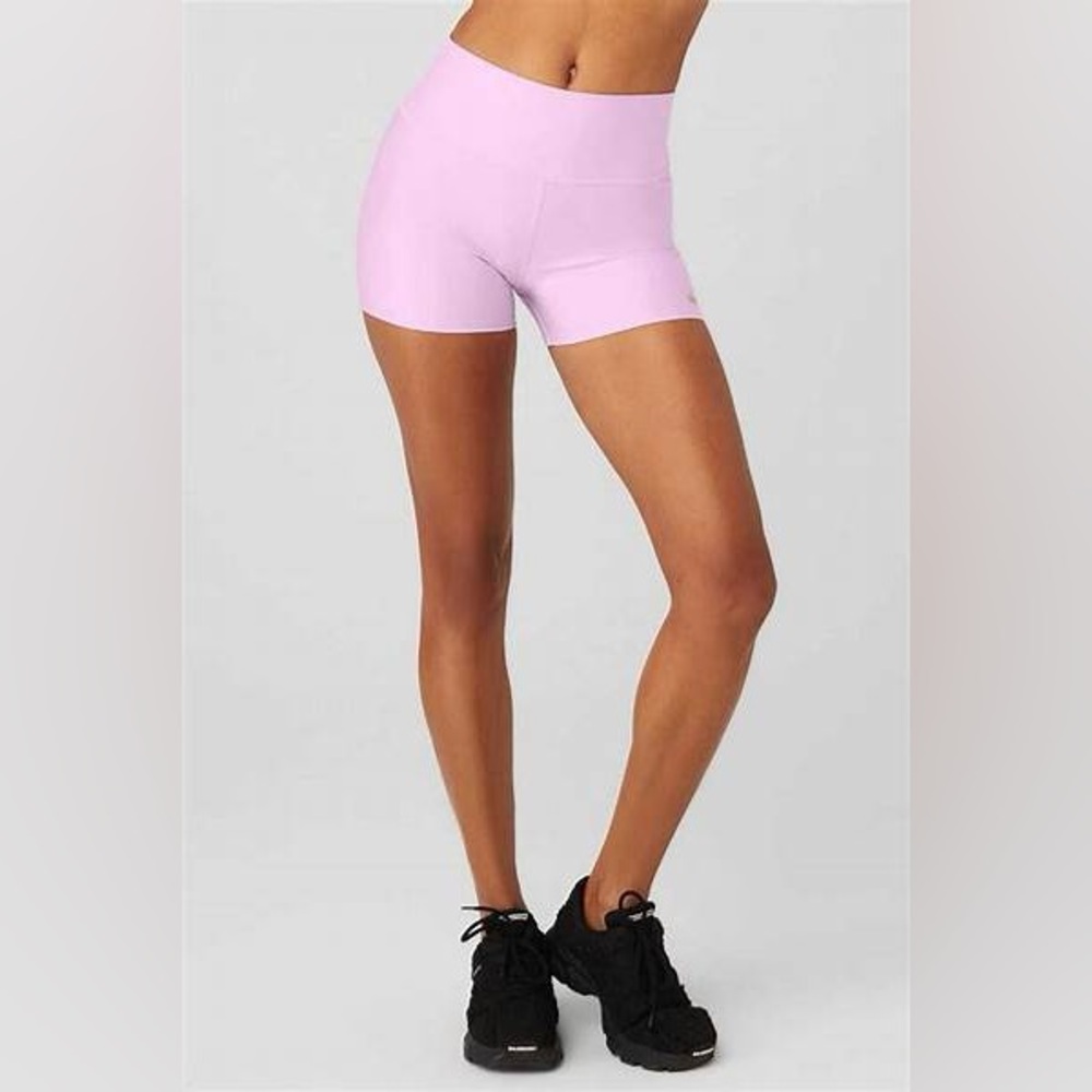 ALO 2 Pack High Waist Airlift Yoga Hike Pink Rose Seashell Blue Biker Shorts - Picture 8 of 9